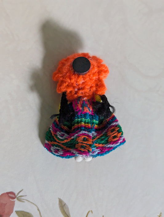 Doll Magnet - Holding a Shell-Orange Hat - Made in Peru