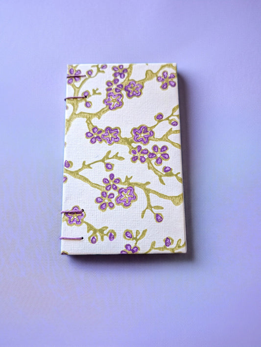 Purple Flowers on Branches Pattern - Mini Sketchbook - French Stitch