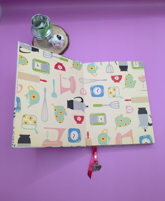 Utensil print with a cute image of tomatoes on the front cover- Handmade Hardcover Journal