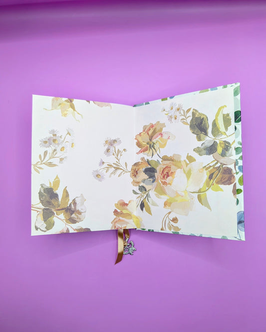 Green and Lavender Leaves Print - Handmade Hardcover Journal