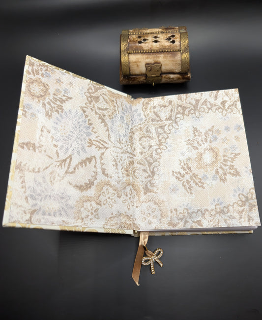 Gold Distressed Flowers Pattern - Handmade Hardcover Journal