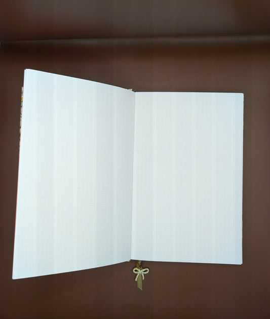 Pink Green Pool Gold Florentine Pattern - Handmade Hardcover Journal