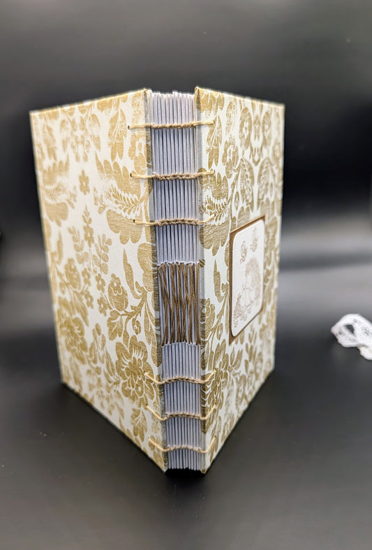 Gold Distressed Flowers Pattern - Coptic Binding Sketch Book