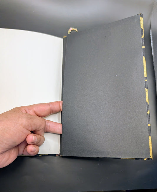 Gold Cats on Black Background - Handmade Hardcover Journal