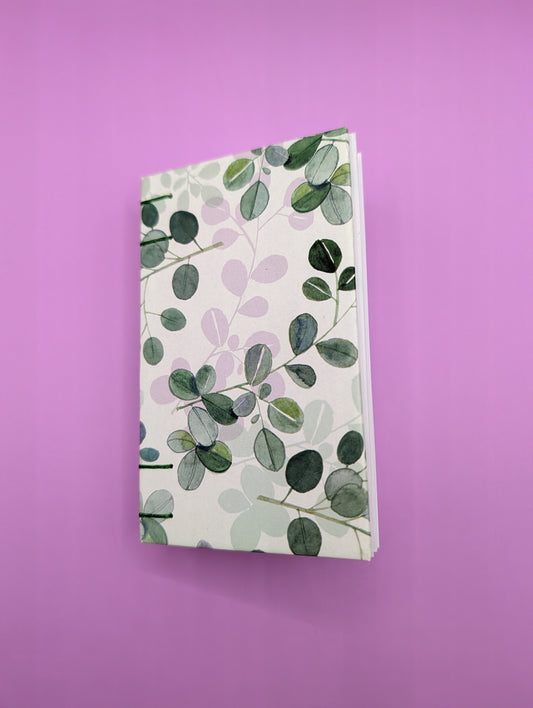 Green and Purple Leaves Print - Mini Sketchbook - French Stitch