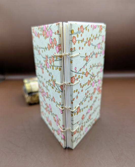 Mini Blossoms in Strawberry and Rose colors with gold accented - Mini Sketchbook - French Stitch