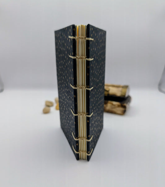 Gold polka dots on black background - Mini Sketchbook - French Stitch