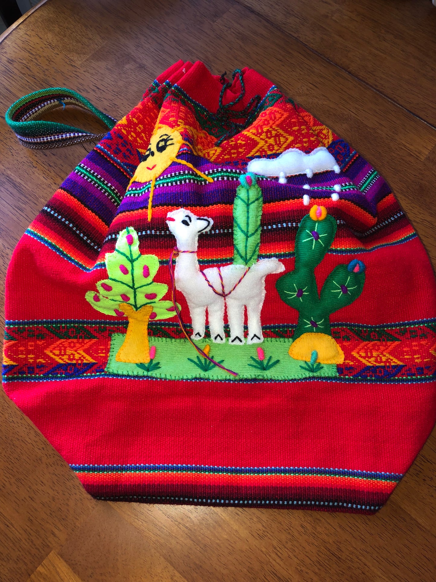 Red Backpack with gorgeous accents - Made in Peru