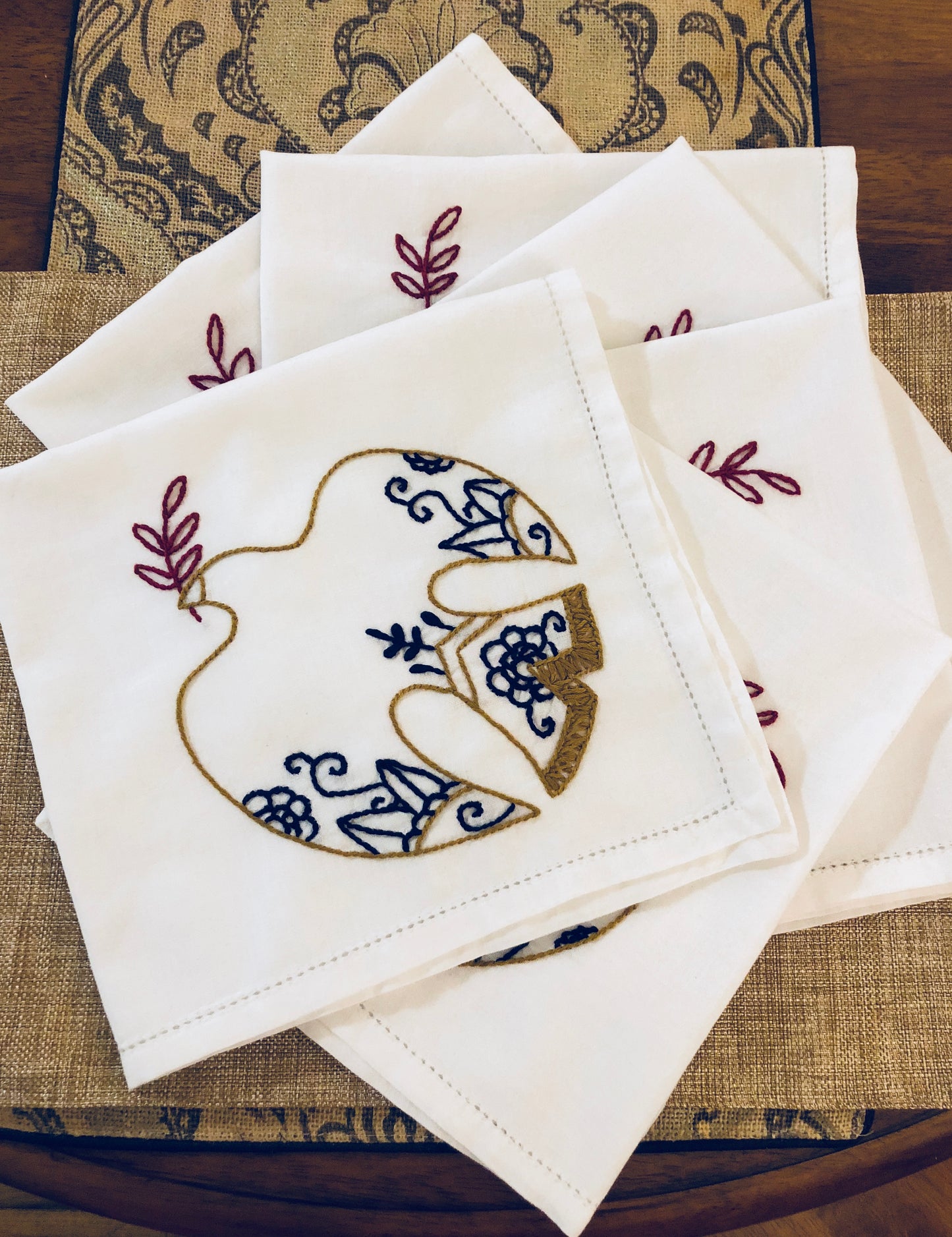 Dinner Napkins -Dove Design