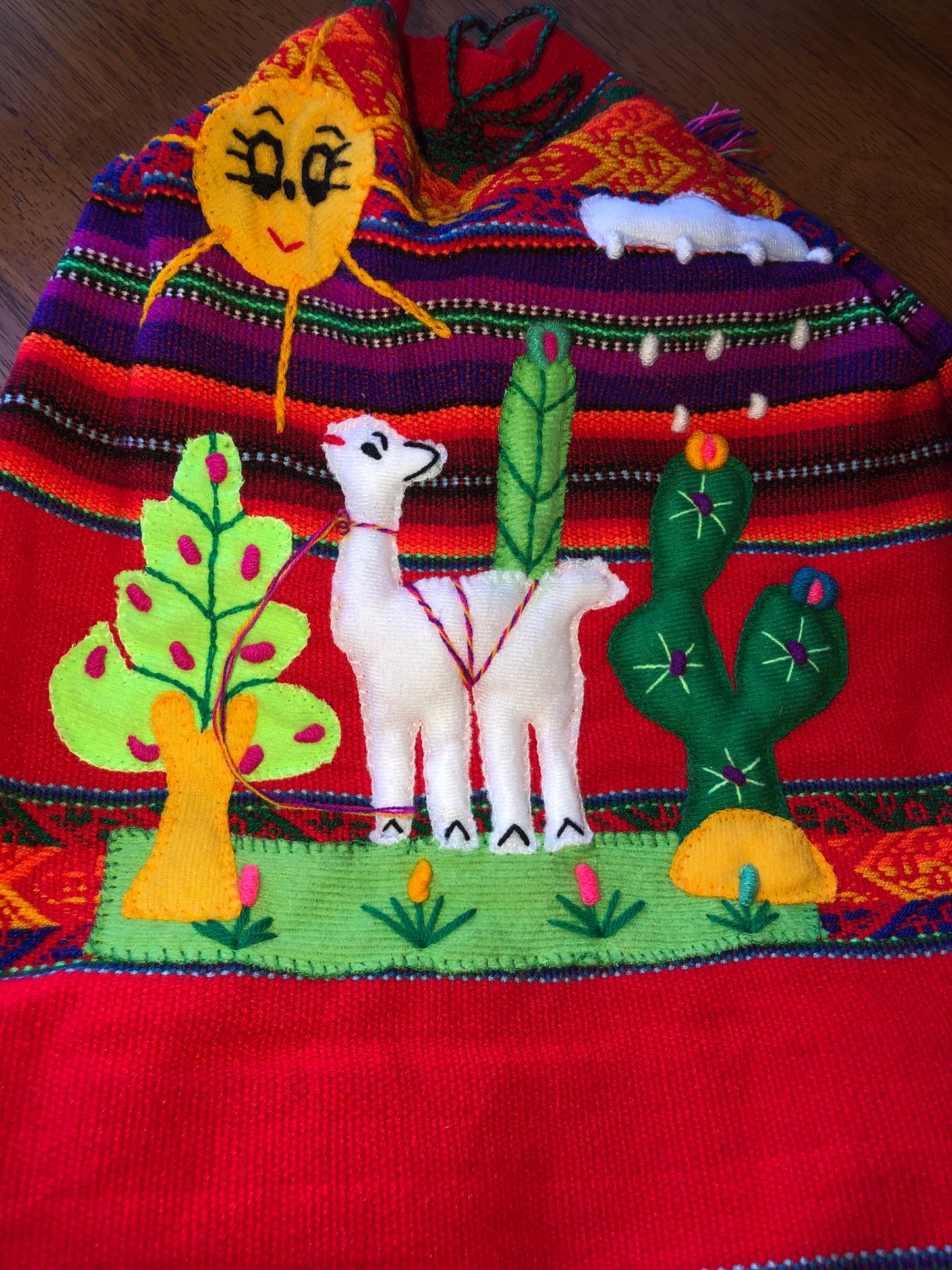 Red Backpack with gorgeous accents - Made in Peru