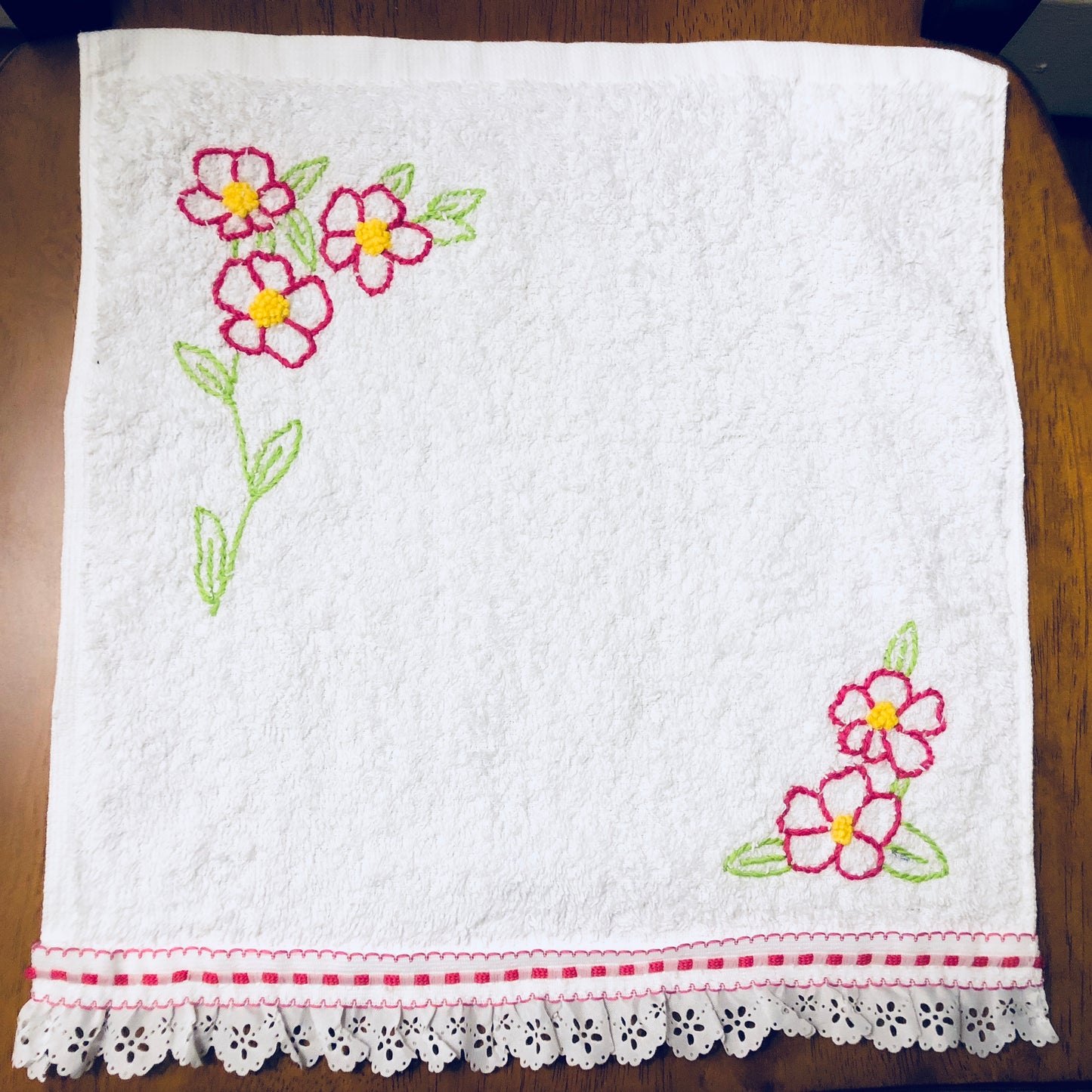 Hand Towels - Pink Flowers Pattern