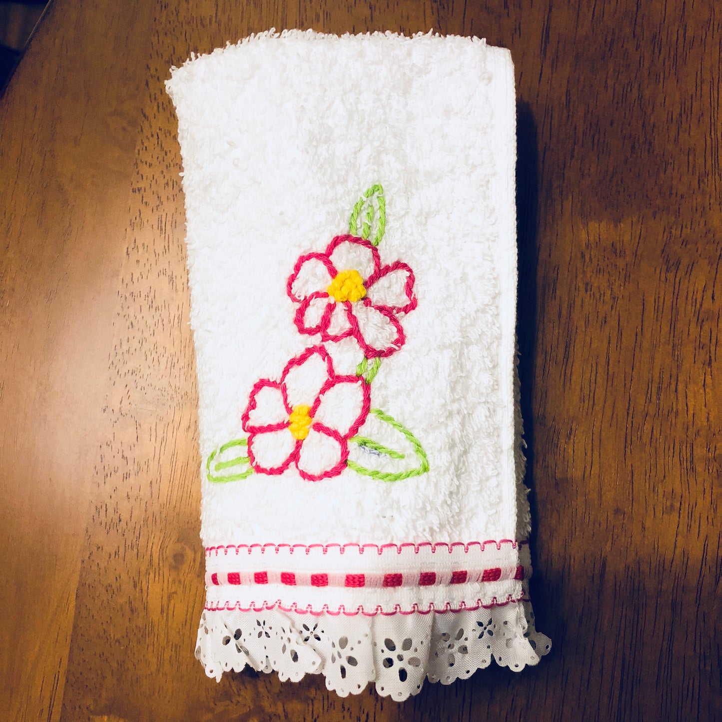 Hand Towels - Pink Flowers Pattern