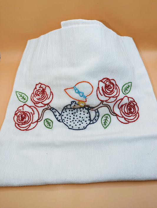 Cup of Tea with blue dots - Kitchen Towel