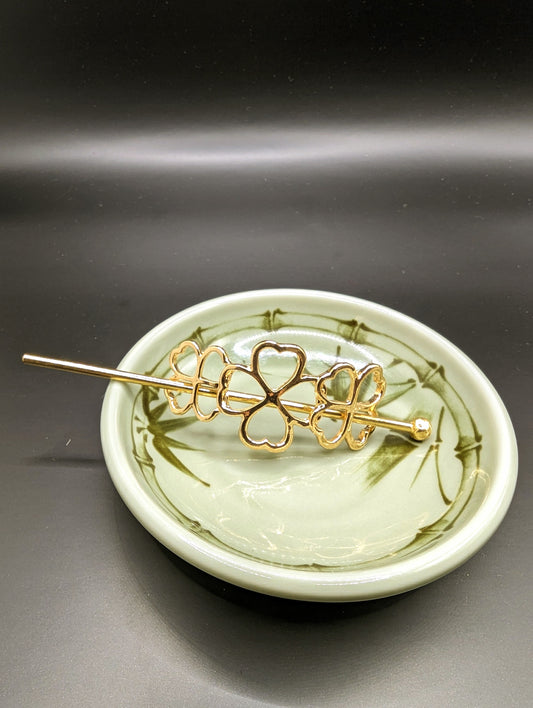 Gold Lucky 3 Clover Hair Accessory