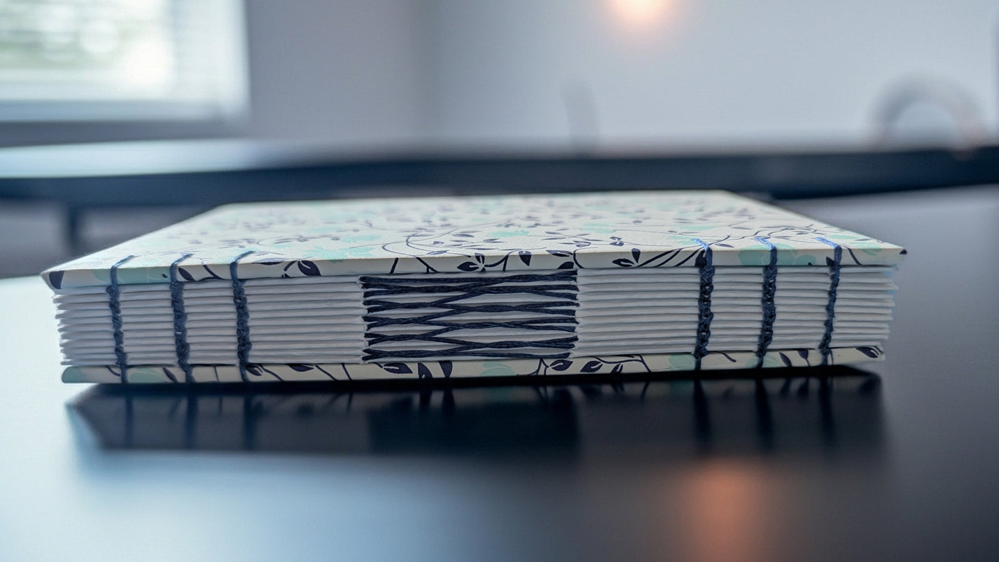 Blue Flowers - Coptic Binding Sketch Book