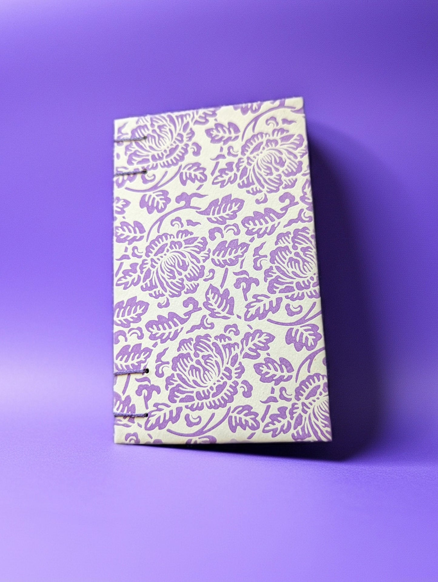 Purple Embossed Flowers - Mini Sketchbook - French Stitch