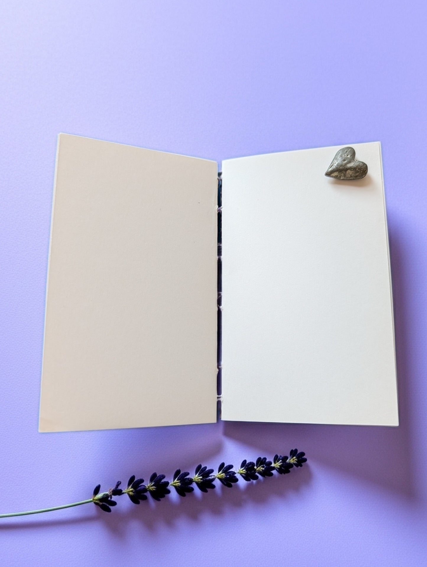 Purple Embossed Flowers - Mini Sketchbook - French Stitch