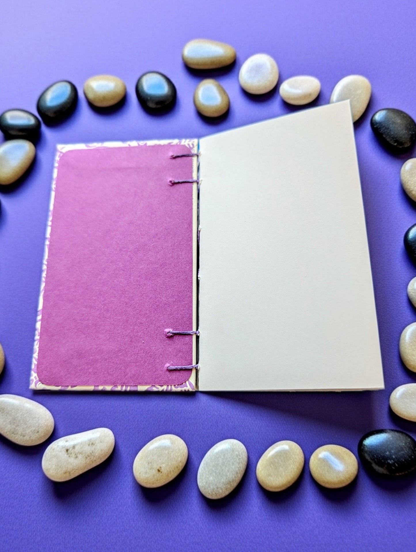 Purple Embossed Flowers - Mini Sketchbook - French Stitch