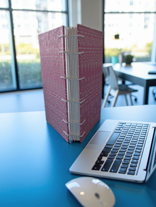 Embossed pattern on a pick background - Mini Sketchbook - French Stitch (Copy)