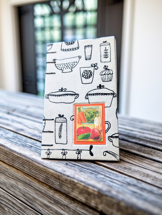 Utensils Print with a cute veggies image - Mini Sketchbook - French Stitch