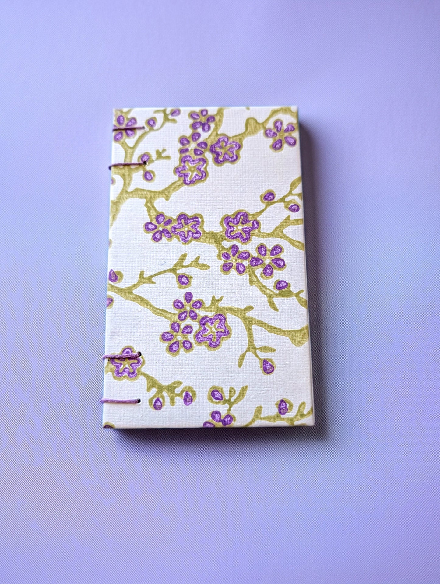 Purple Flowers on Branches Pattern - Mini Sketchbook - French Stitch