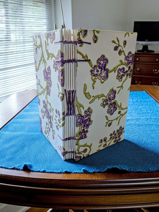 Purple Flowers on Branches Pattern - Mini Sketchbook - French Stitch