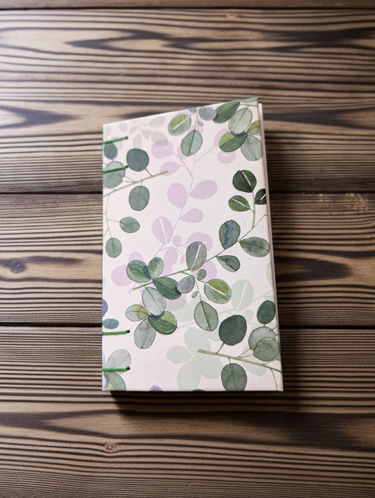 Green and Purple Leaves Print - Mini Sketchbook - French Stitch