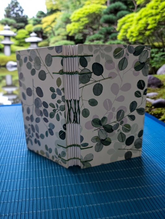 Green and Purple Leaves Print - Mini Sketchbook - French Stitch