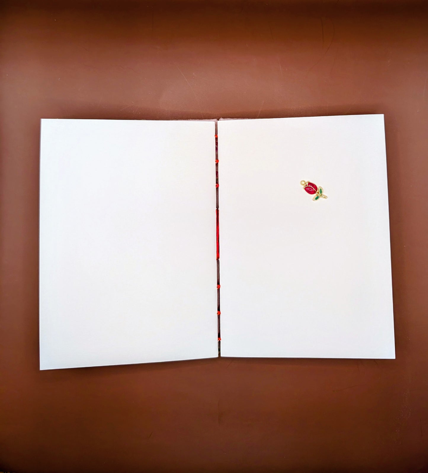 Garden of Roses on fuzzy fabric  - Coptic Binding Sketch Book