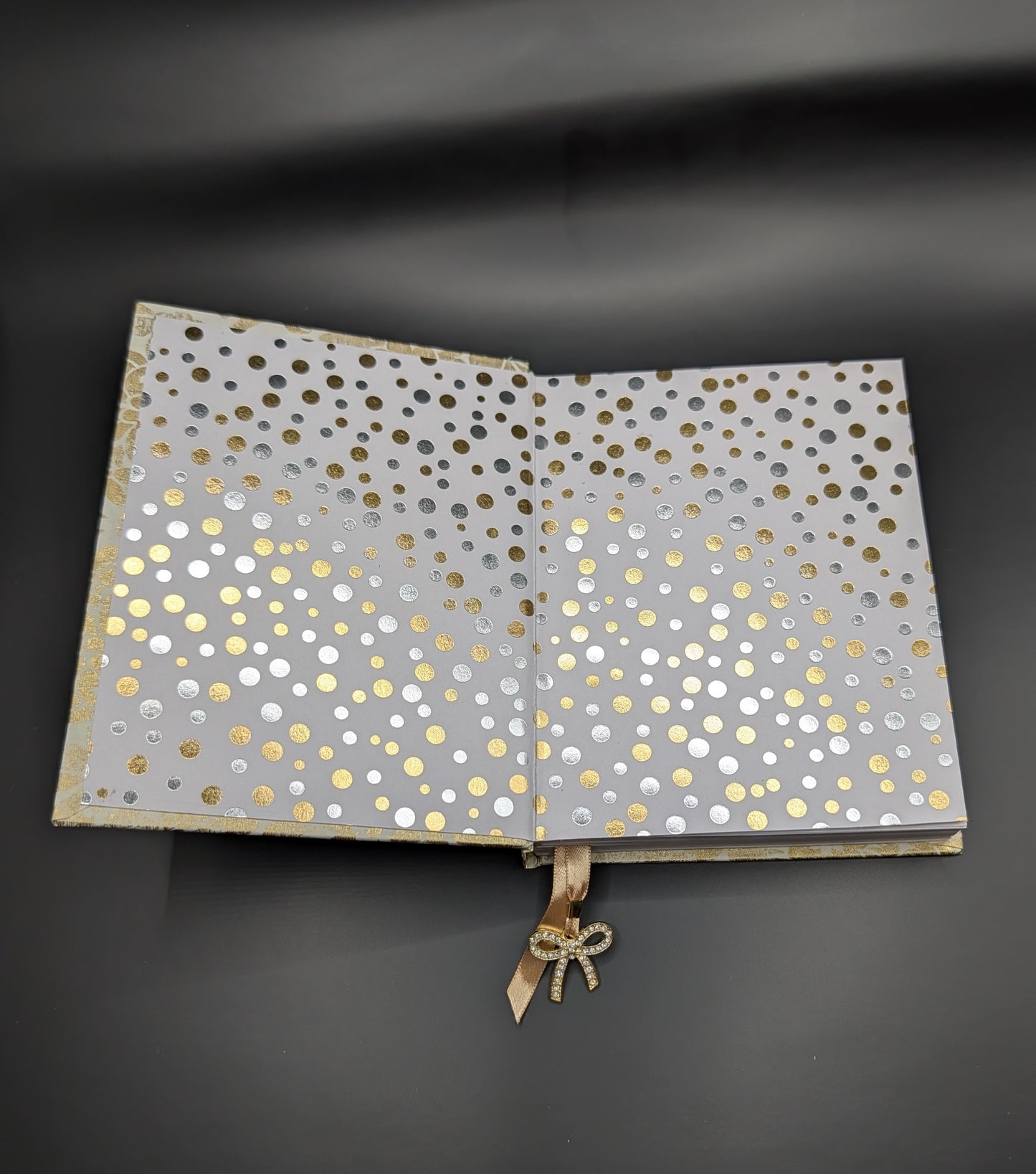 Gold Distressed Flowers with teddy bears print embellishment - Handmade Hardcover Journal