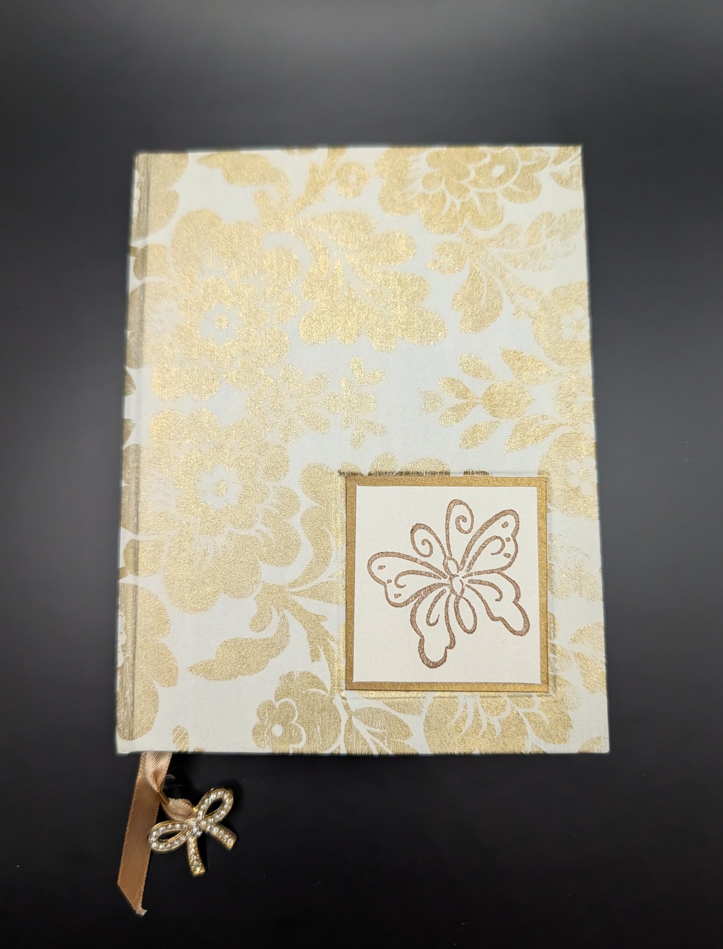 Gold Distressed Flowers Pattern - Handmade Hardcover Journal