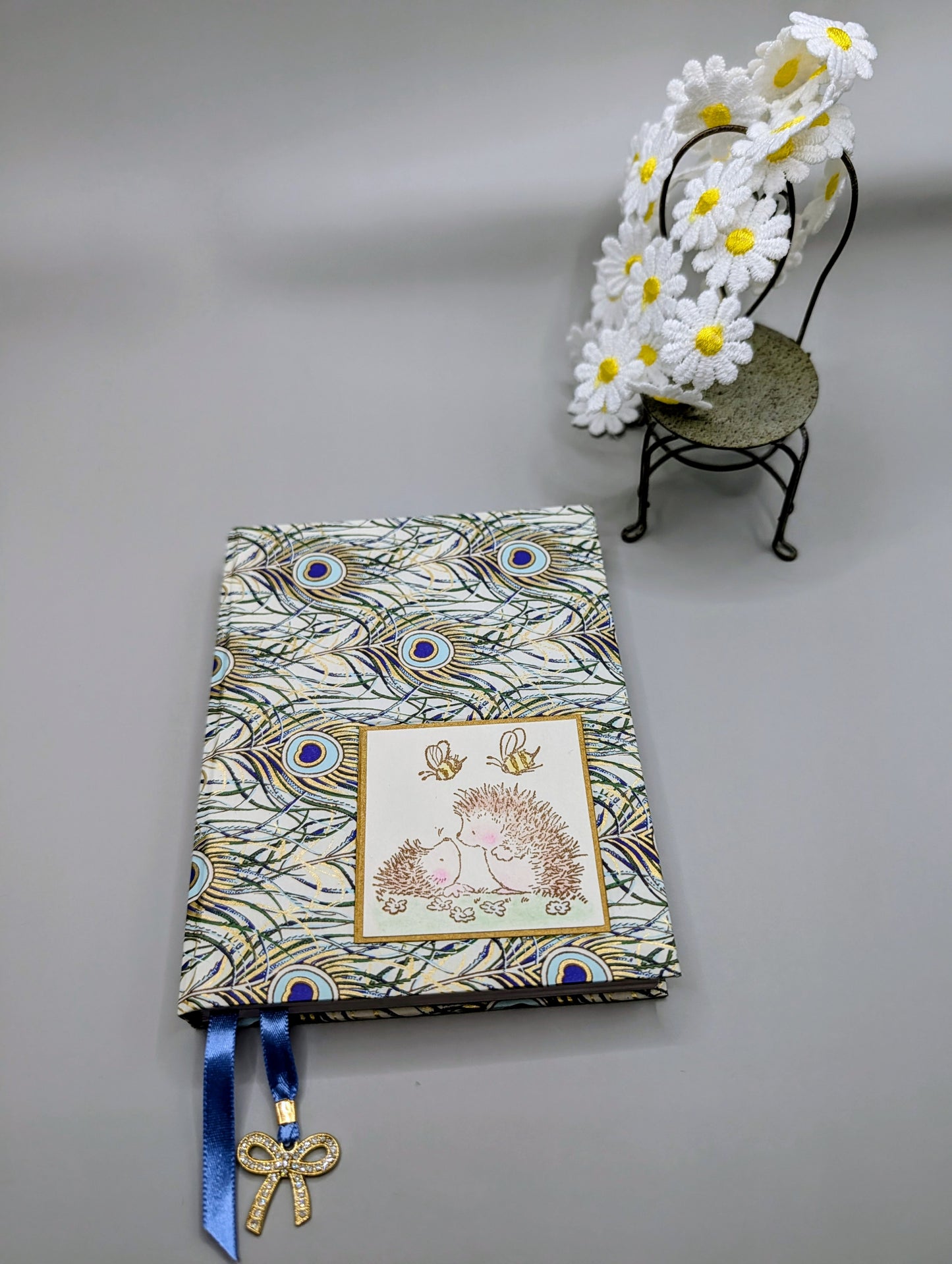 Peacock Feathers Print - Handmade Hardcover Journal