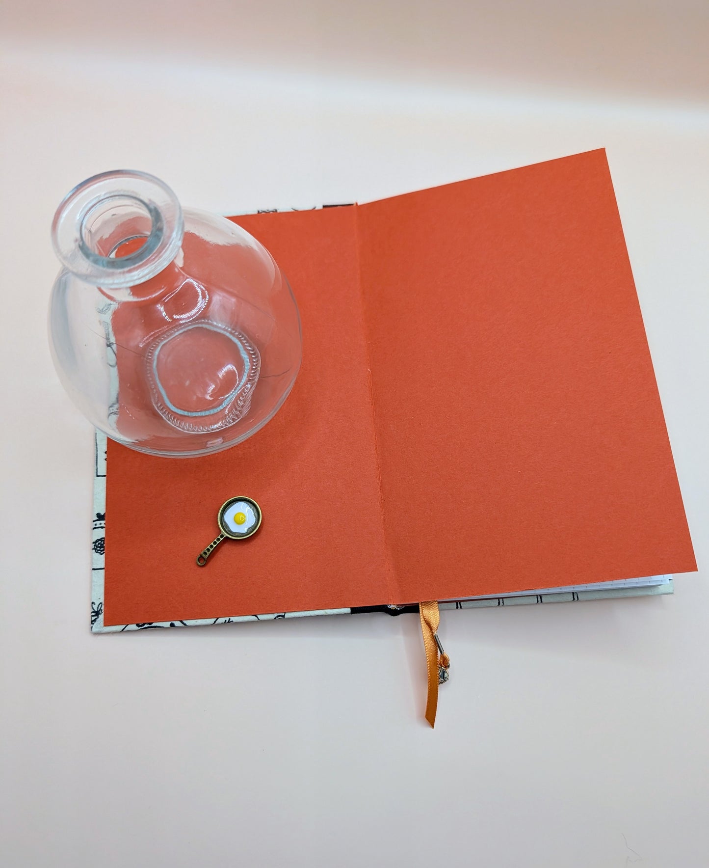 Utensil print with a cute image of veggies on the front cover- Handmade Hardcover Journal