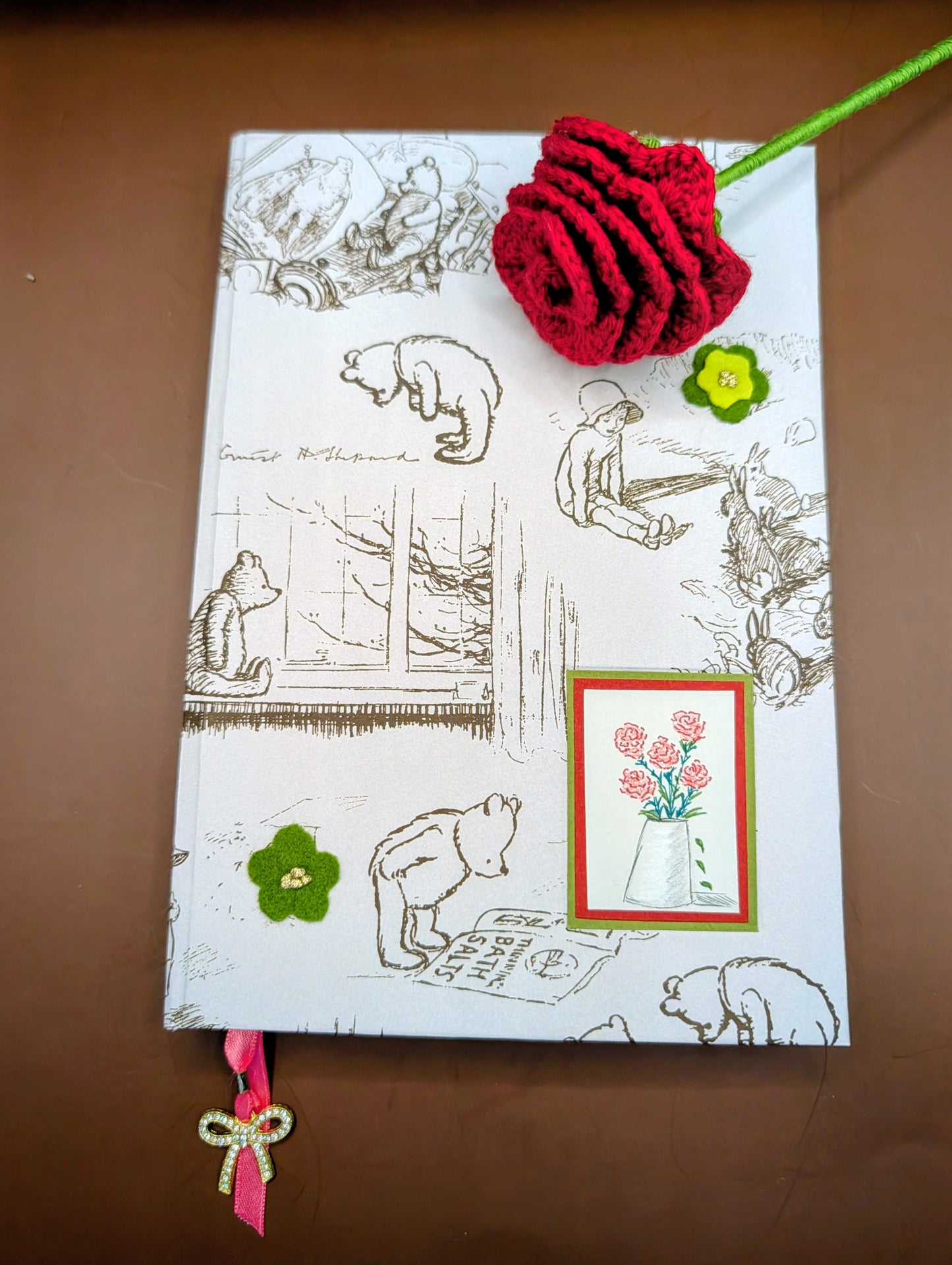 Winnie-the-Pooh pattern - Handmade Hardcover Journal