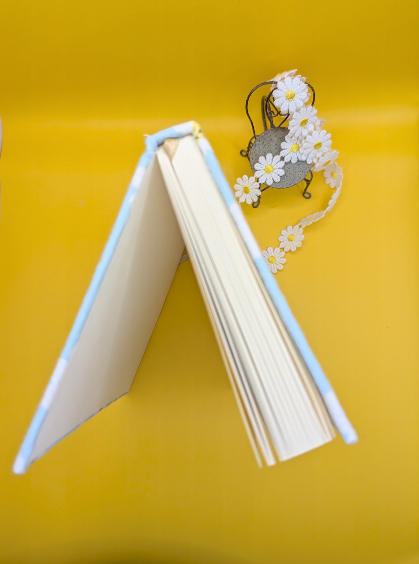 Happy Daisies on Turquoise Background - Handmade Fabric Journal
