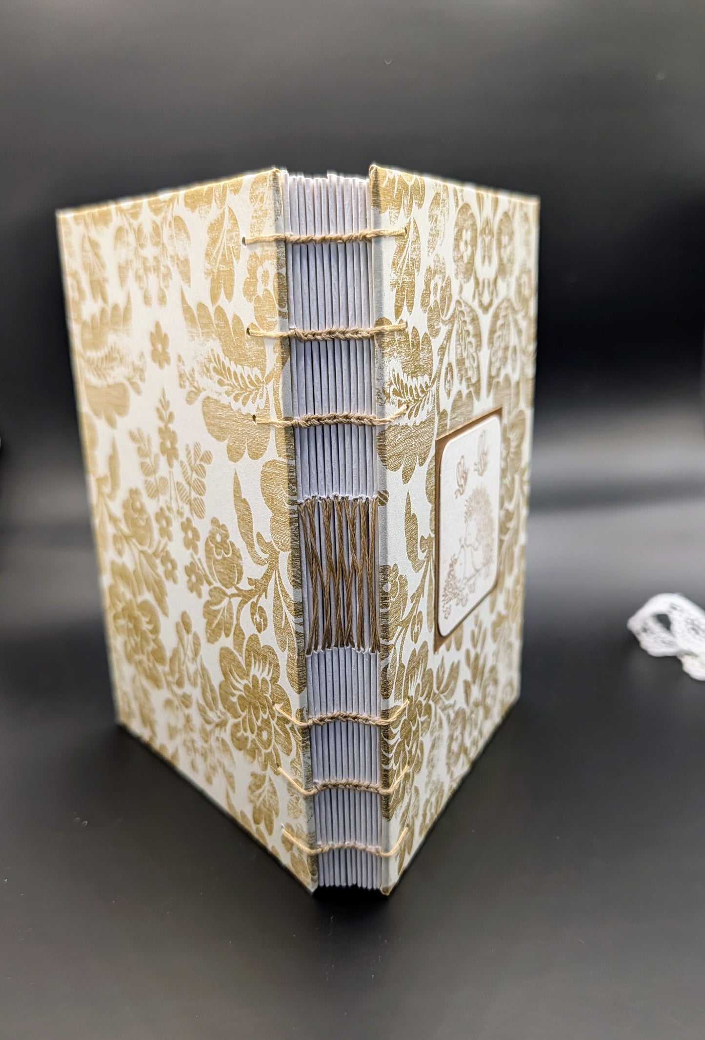 Gold Distressed Flowers Pattern - Coptic Binding Sketch Book