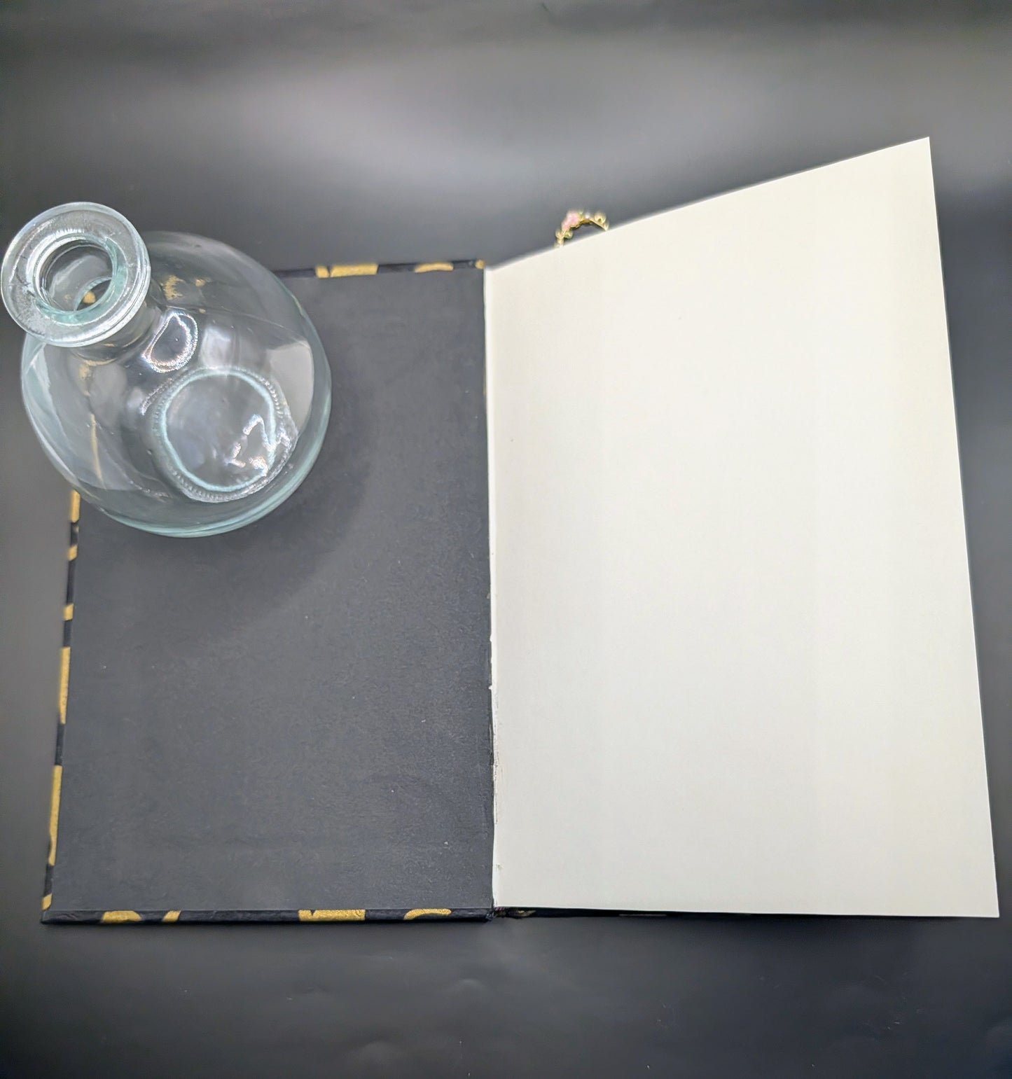 Gold Cats on Black Background - Handmade Hardcover Journal