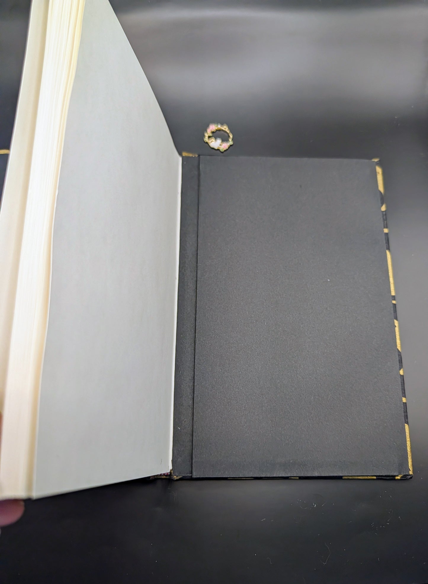 Gold Cats on Black Background - Handmade Hardcover Journal