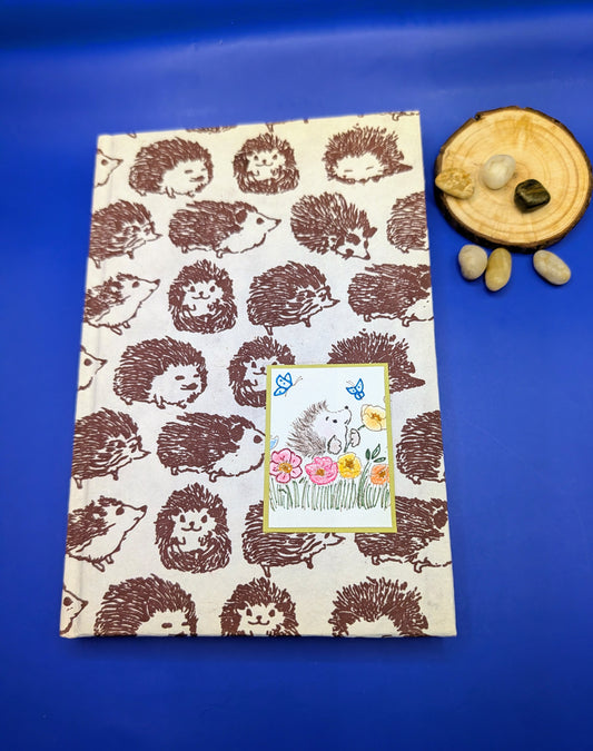 Cute Hedgehog Pattern - Handmade Hardcover Journal