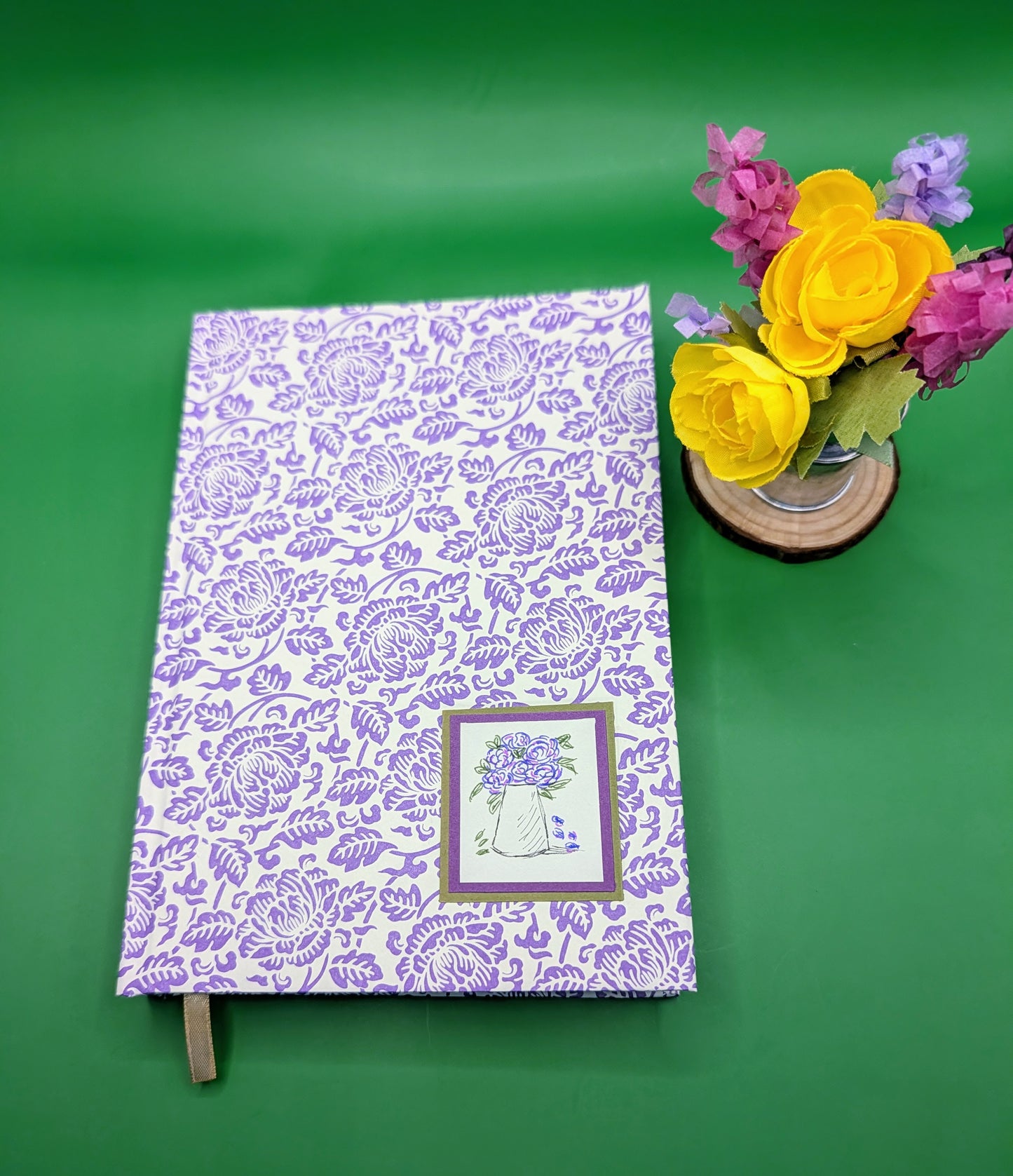Paper Embossed Flowers- Handmade Hardcover Journal