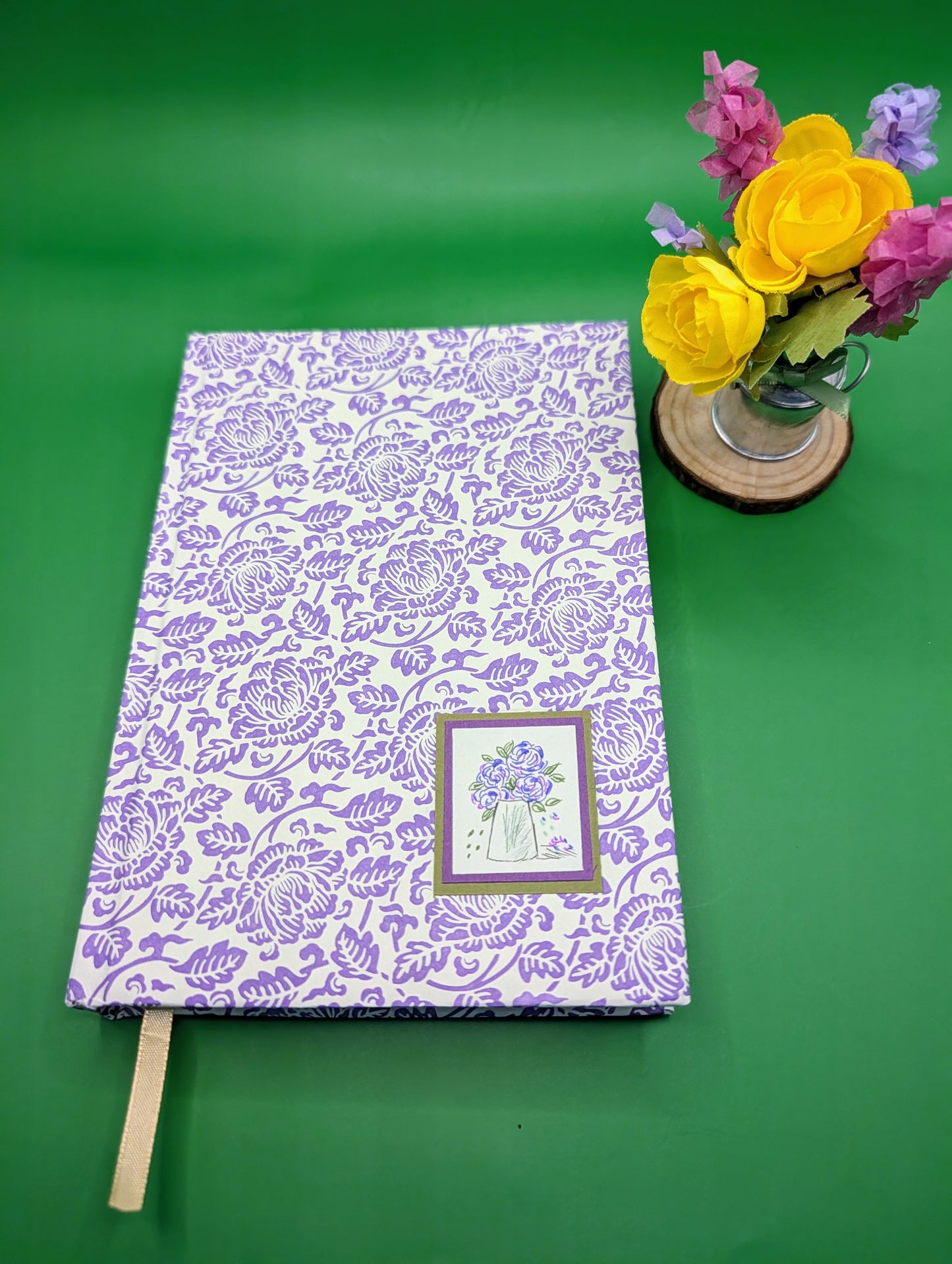 Paper Embossed Flowers- Handmade Hardcover Journal