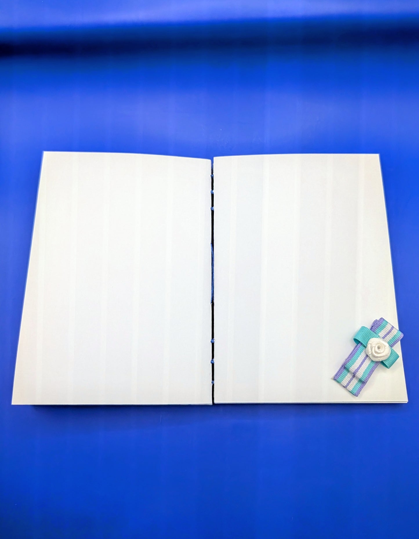 Turquoise Flowers and Blue Leaves - Coptic Binding Sketch Book