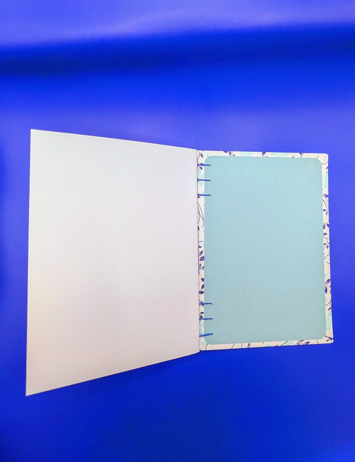Turquoise Flowers and Blue Leaves - Coptic Binding Sketch Book