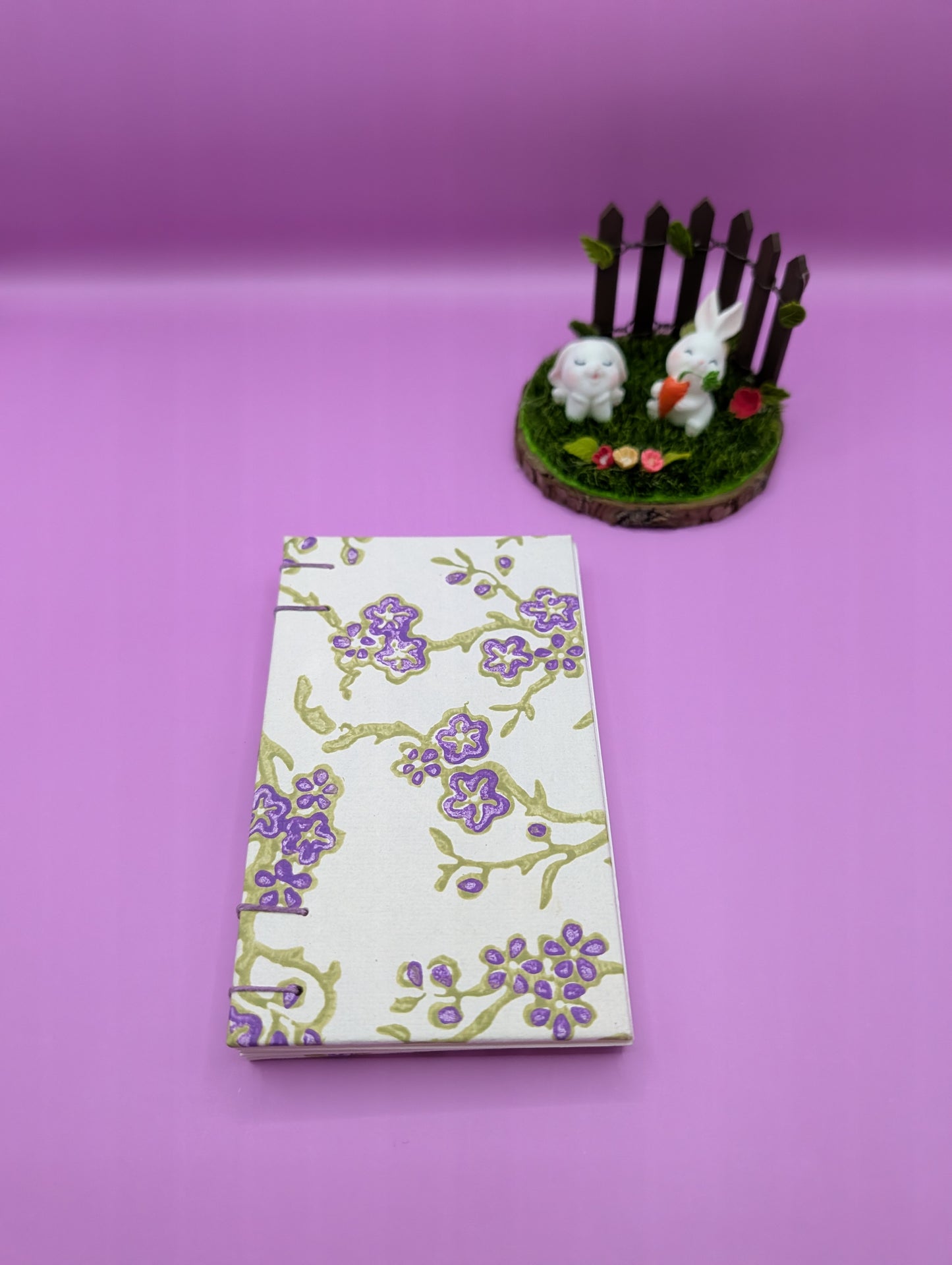 Purple Flowers on Branches Pattern - Mini Sketchbook - French Stitch
