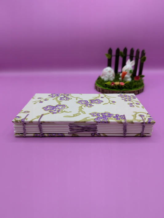 Purple Flowers on Branches Pattern - Mini Sketchbook - French Stitch