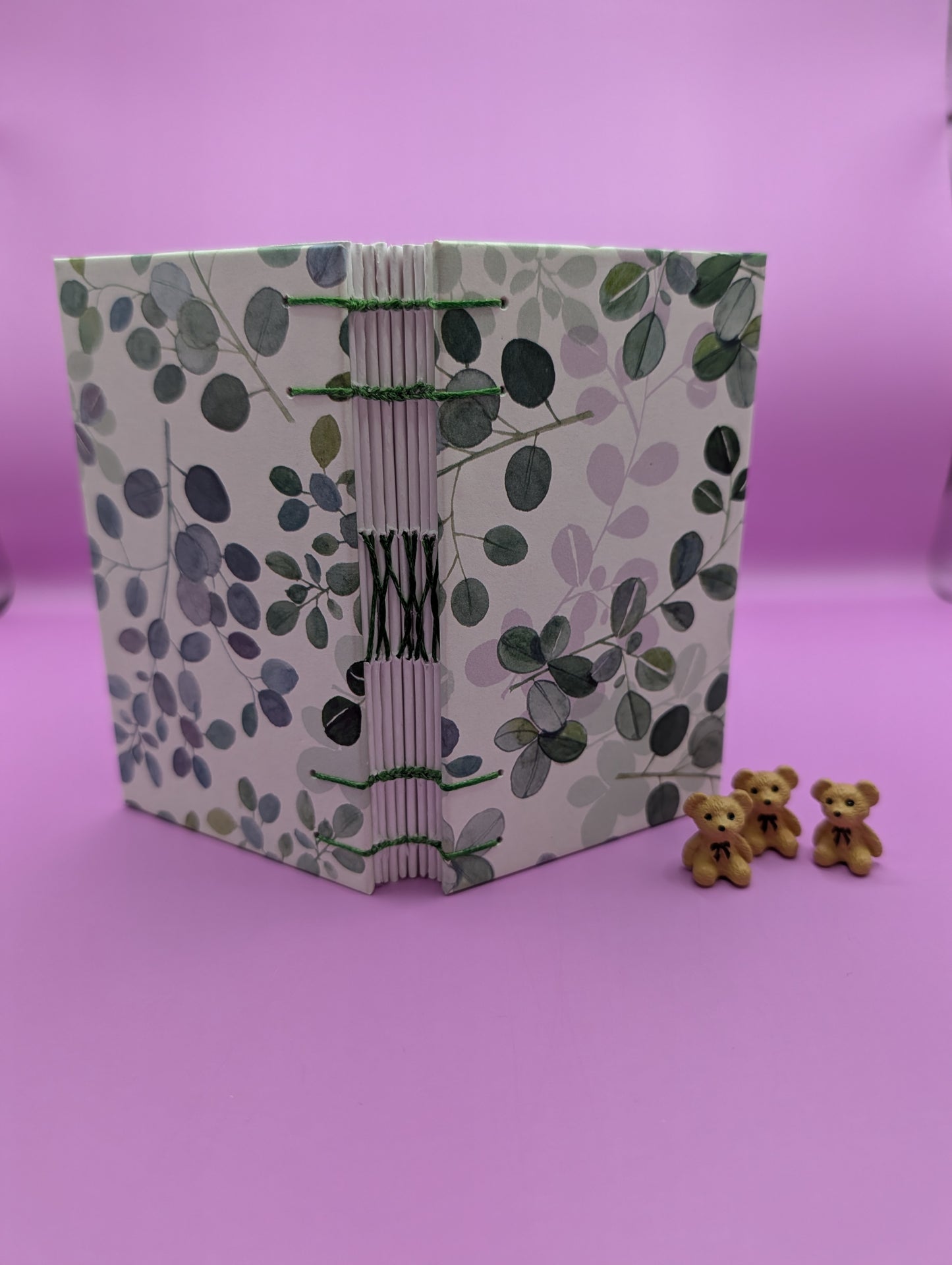 Green and Purple Leaves Print - Mini Sketchbook - French Stitch
