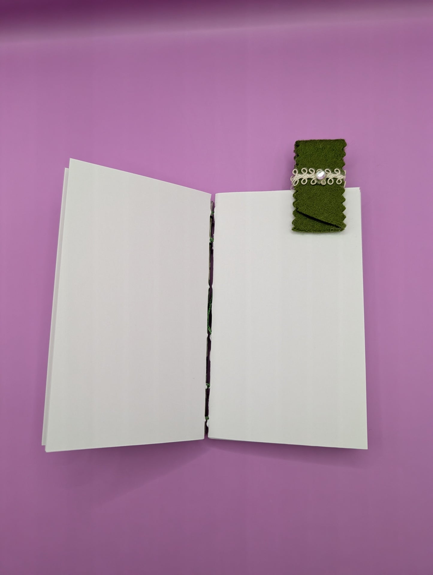 Green and Purple Leaves Print - Mini Sketchbook - French Stitch