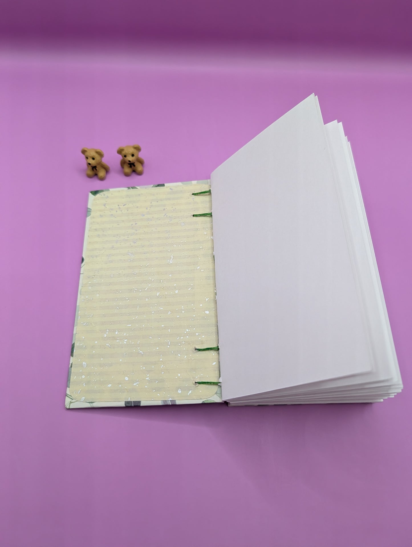 Green and Purple Leaves Print - Mini Sketchbook - French Stitch