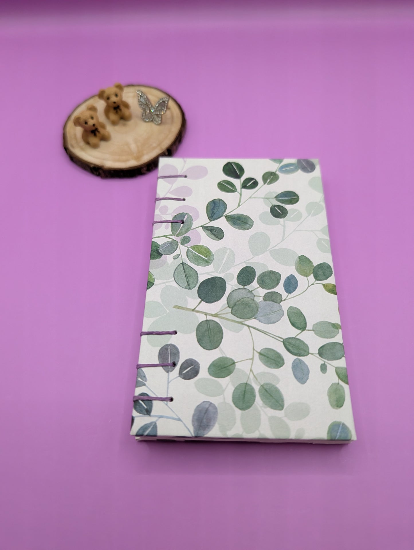 Green and Purple Leaves Print - Mini Sketchbook - French Stitch