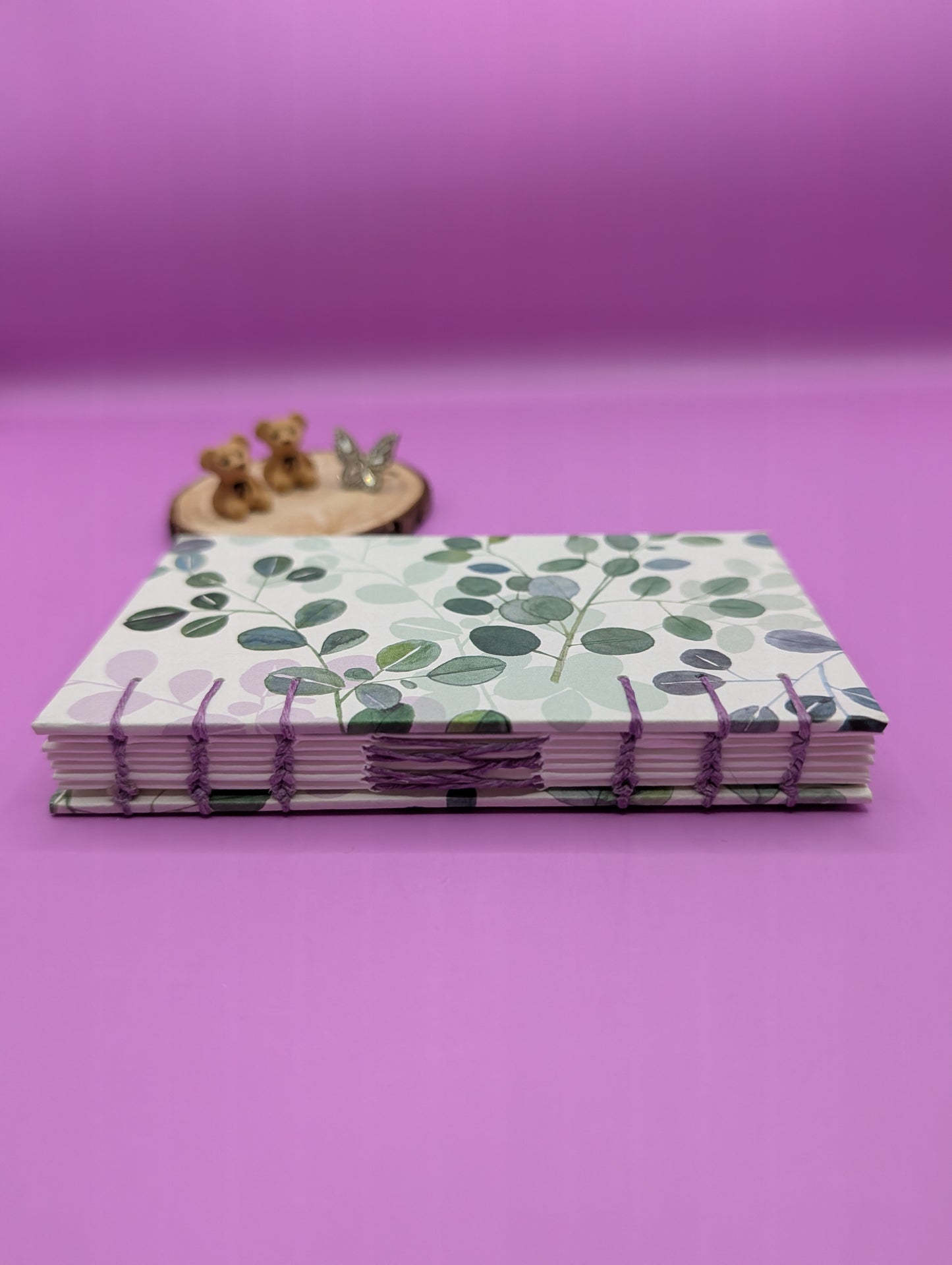 Green and Purple Leaves Print - Mini Sketchbook - French Stitch